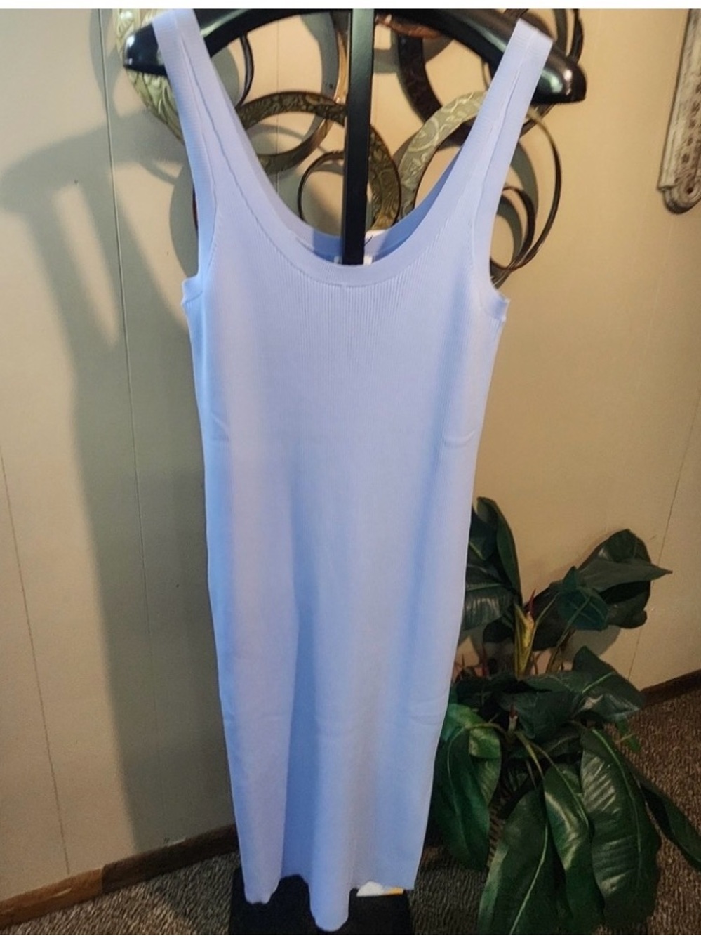 The Drop Sky Blue Ribbed Knit Dress